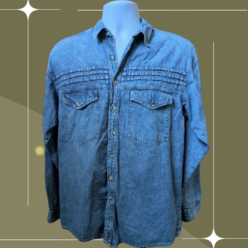 ✨ vintage Wrangler Jean Button Down Shirt Size L